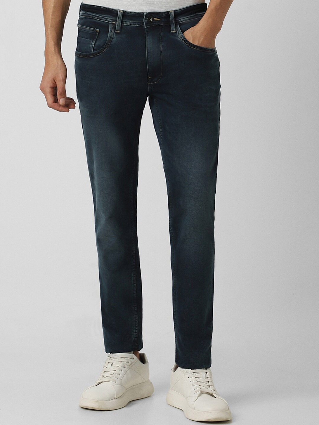 

VAN HEUSEN DENIM LABS Men Skinny Fit Mid Rise Light Fade Stretchable Jeans, Navy blue