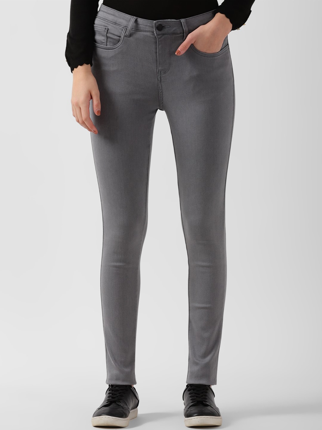 

Van Heusen Woman Women Mid-Raise Clean Look Skinny Fit Jeans, Grey