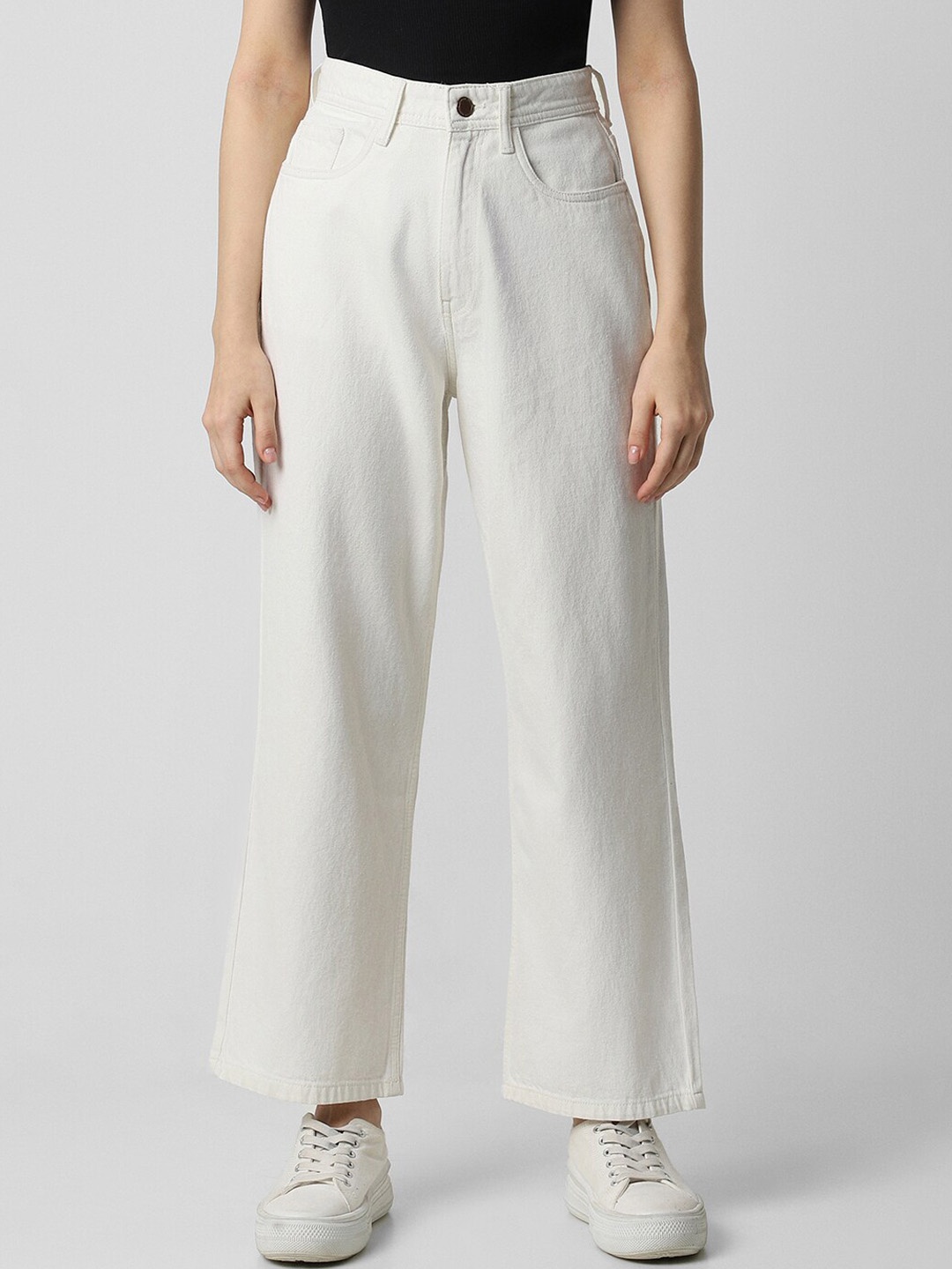 

Van Heusen Woman Women Mid-Raise Clean Look Regular Fit Casual Cotton Jeans, White