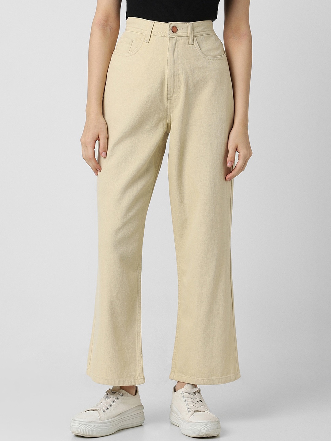 

Van Heusen Woman Mid-Rise Clean Look Pure Cotton Cropped Jeans, Beige