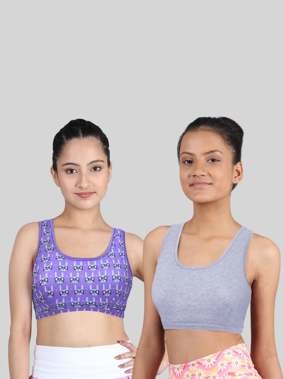 

DChica Girls Pack Of 2 Full Coverage Beginners Bra With All Day Comfort, Grey