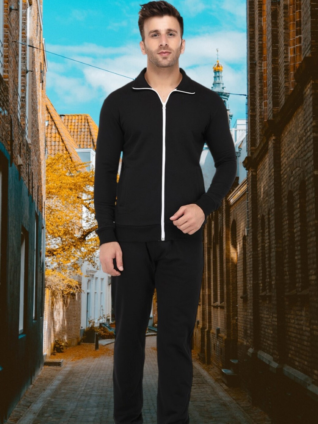 

WILD WEST Cotton Fleece Winter Tracksuits, Black