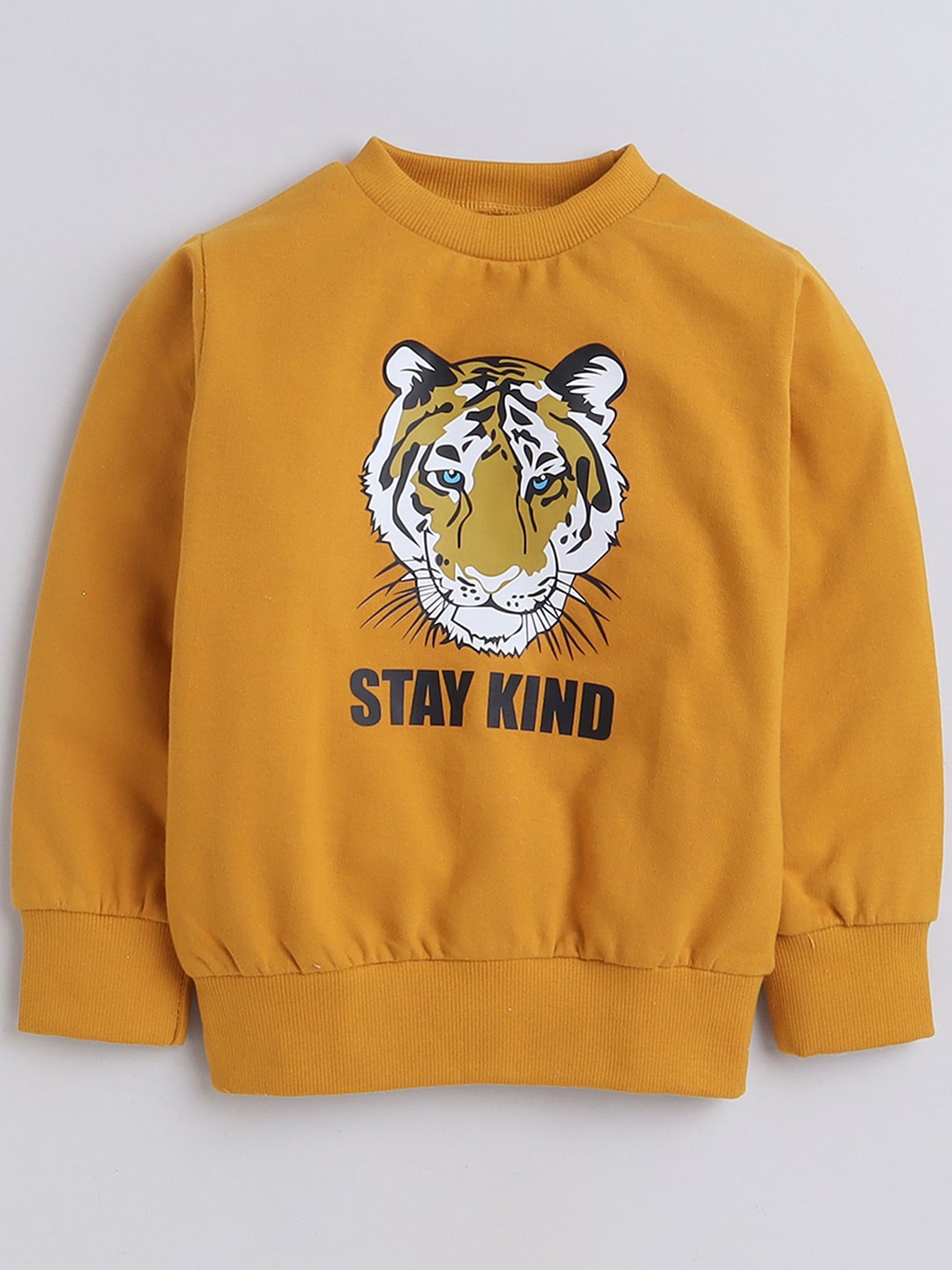 

AWW HUNNIE Unisex Kids Graphic Printed Cotton Pullover Sweatshirt, Mustard