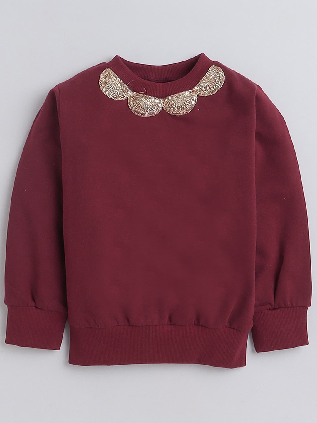 

AWW HUNNIE Girls Embellished Round Neck Pullover Sweatshirt, Maroon