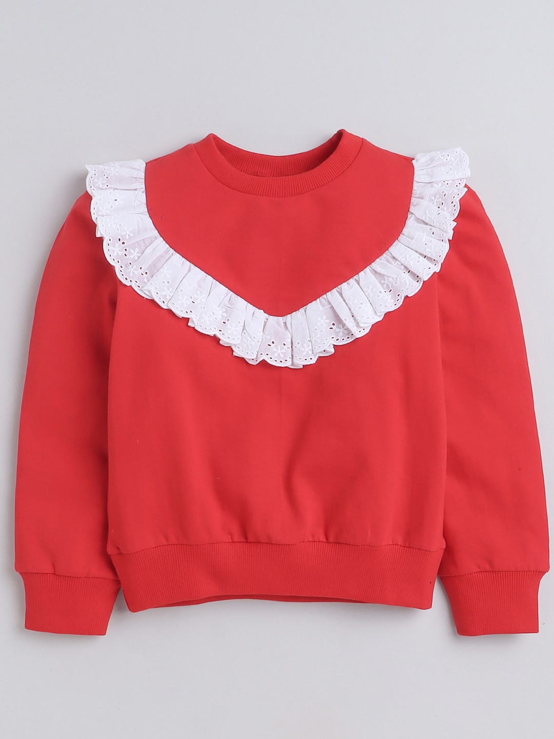 

AWW HUNNIE Girls Round Neck Cotton Pullover, Red