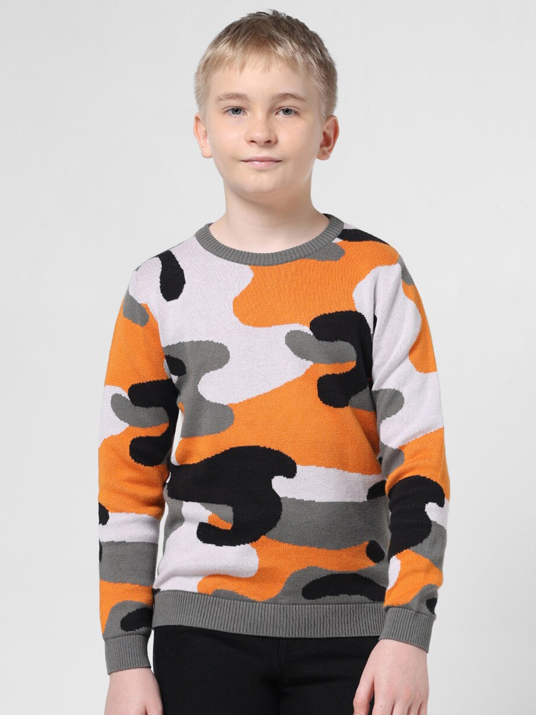 

Jack & Jones Junior Boys Abstract Printed Pure Cotton Pullover, Orange