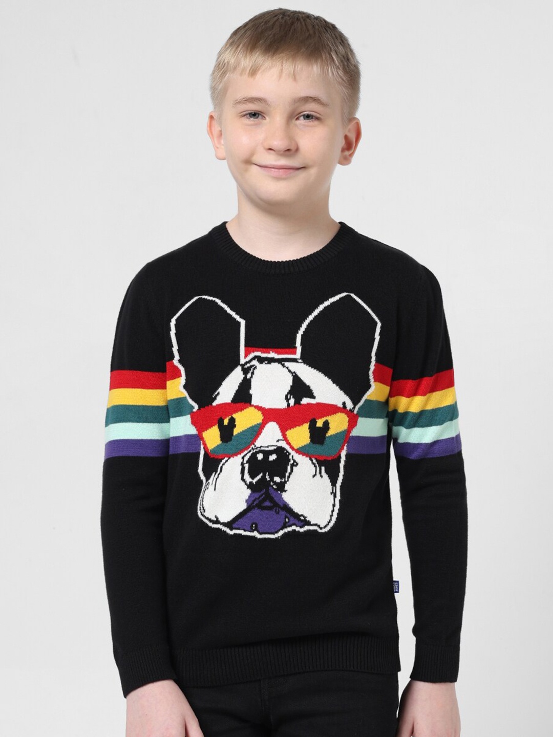 

Jack & Jones Junior Boys Graphic Printed Pure Cotton Pullover, Black