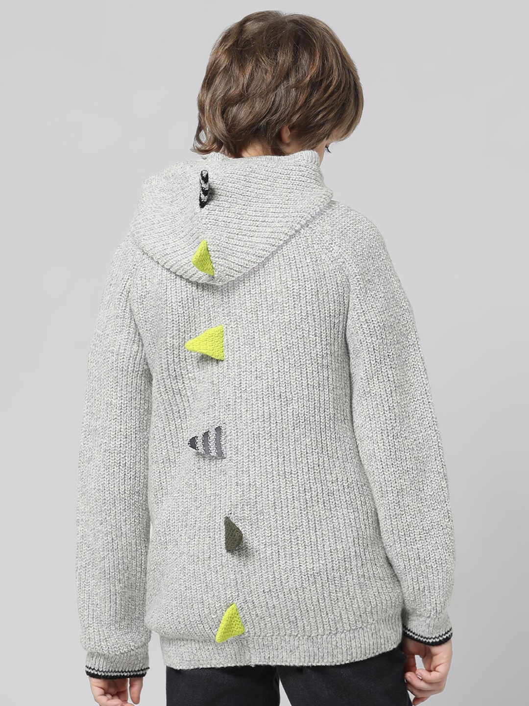 

Jack & Jones Junior Boys Hooded Ribbed Front-Open Sweaters, Grey