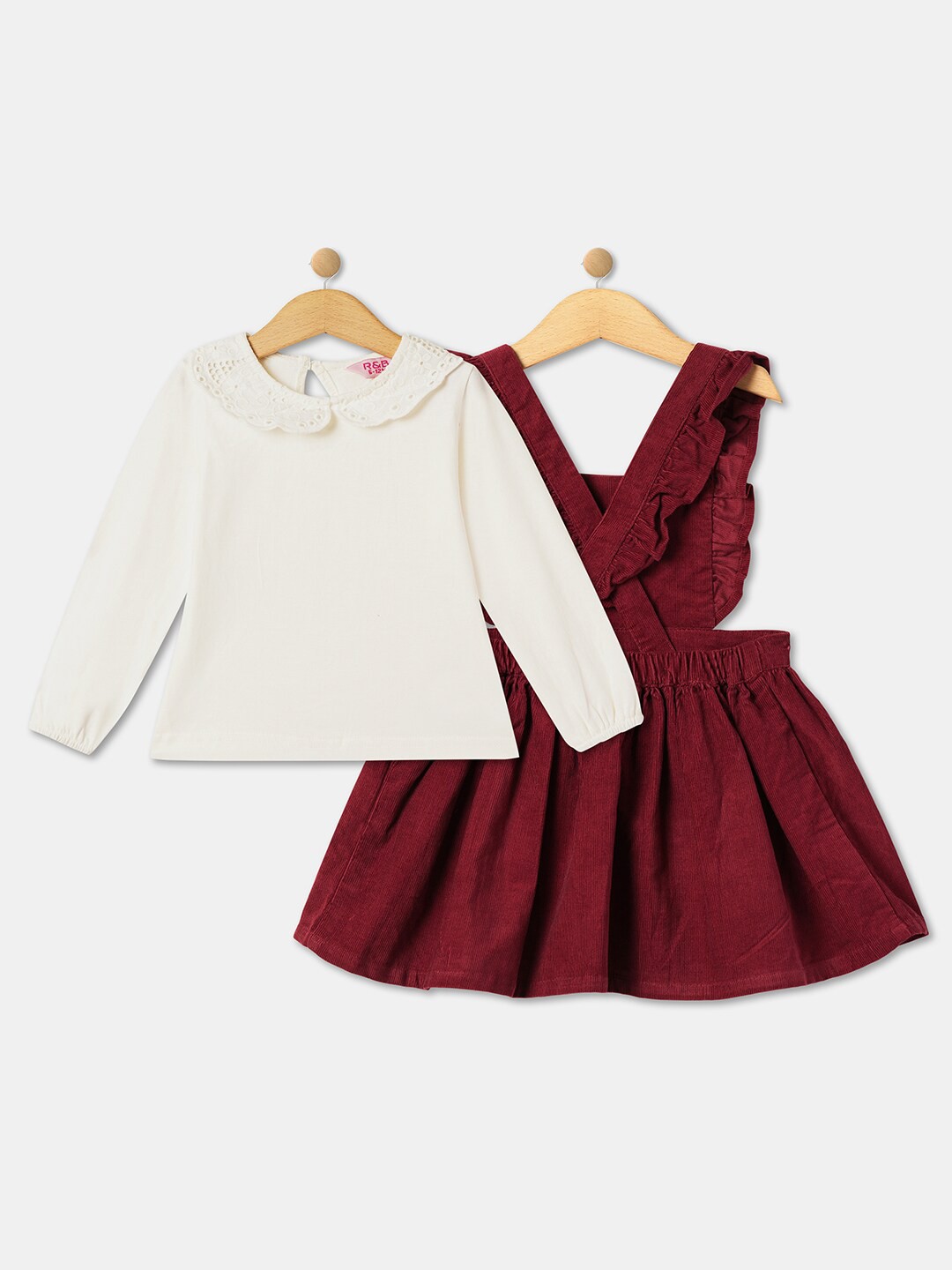 

R&B Infant Girls Cotton Fit & Flare Dress With T-shirt, Red