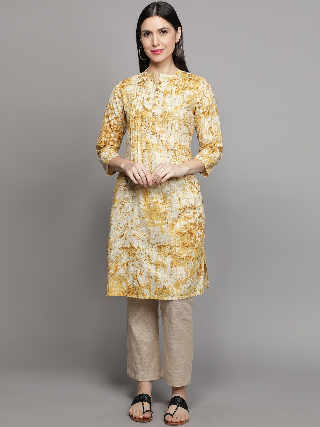 

Cot'N Soft Abstract Printed Straight Kurta, Mustard