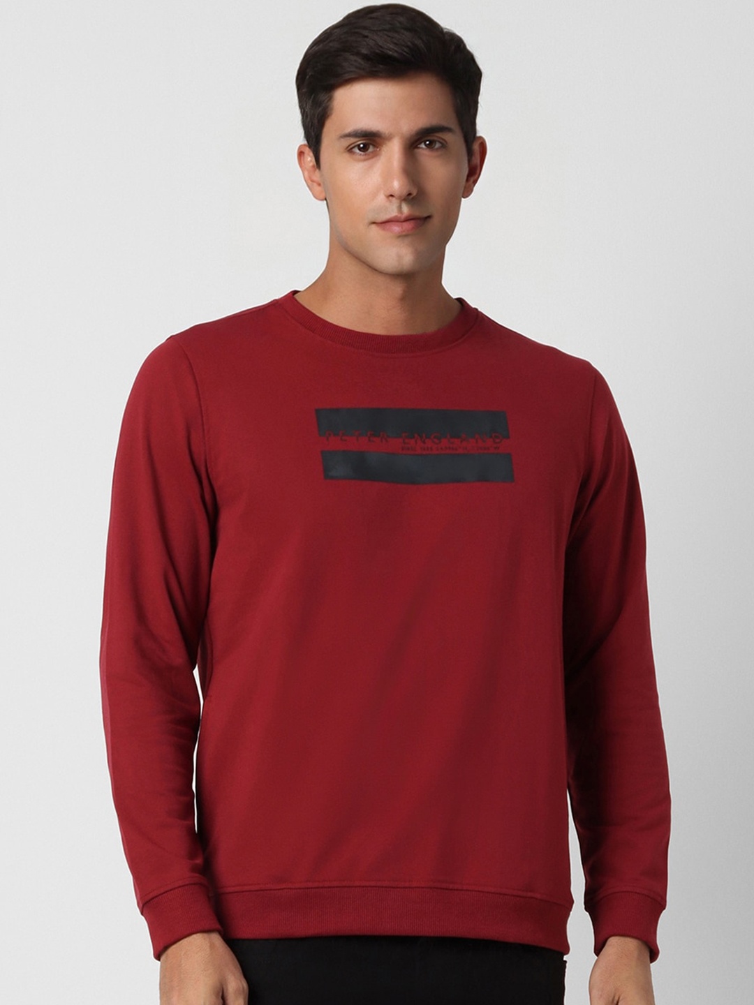 

Peter England Round Neck Printed Sweatshirt, Maroon