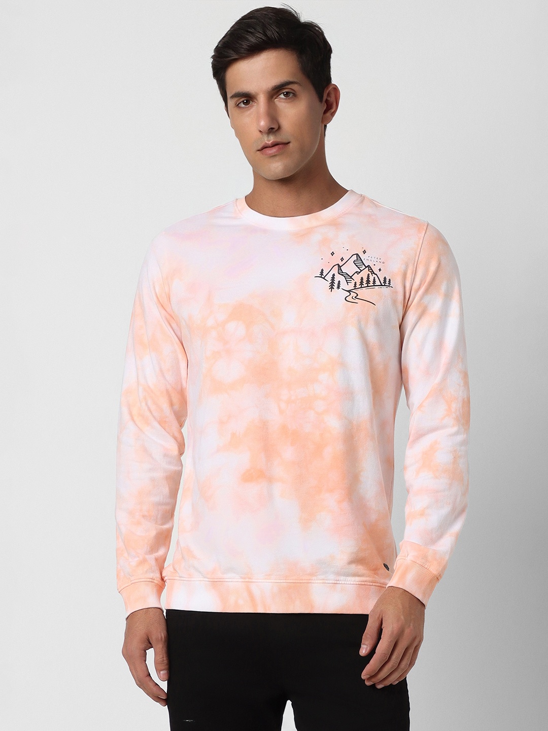 

Peter England Abstract Printed Crew Neck Pure Cotton Pullover Sweatshirt, Peach
