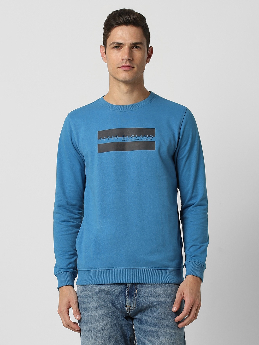 

Peter England Graphic Printed Pullover Sweatshirt, Blue
