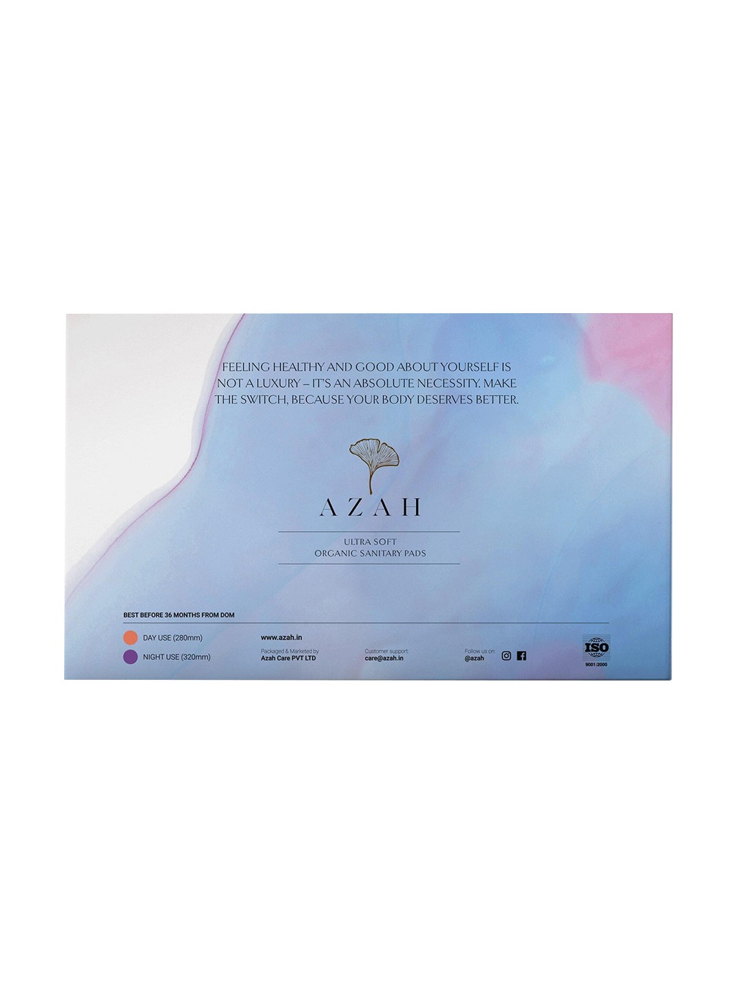 

AZAH Rash Free Organic Sanitary Pads - 15 Pads With Disposal Bags, White