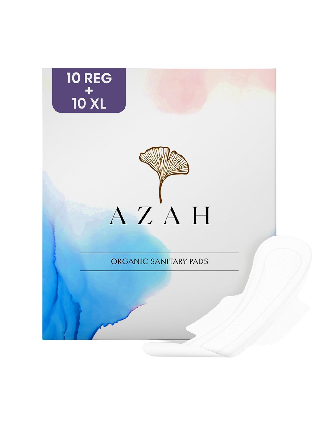 

AZAH Rash-Free Organic Sanitary Pads - 20 Pads, White