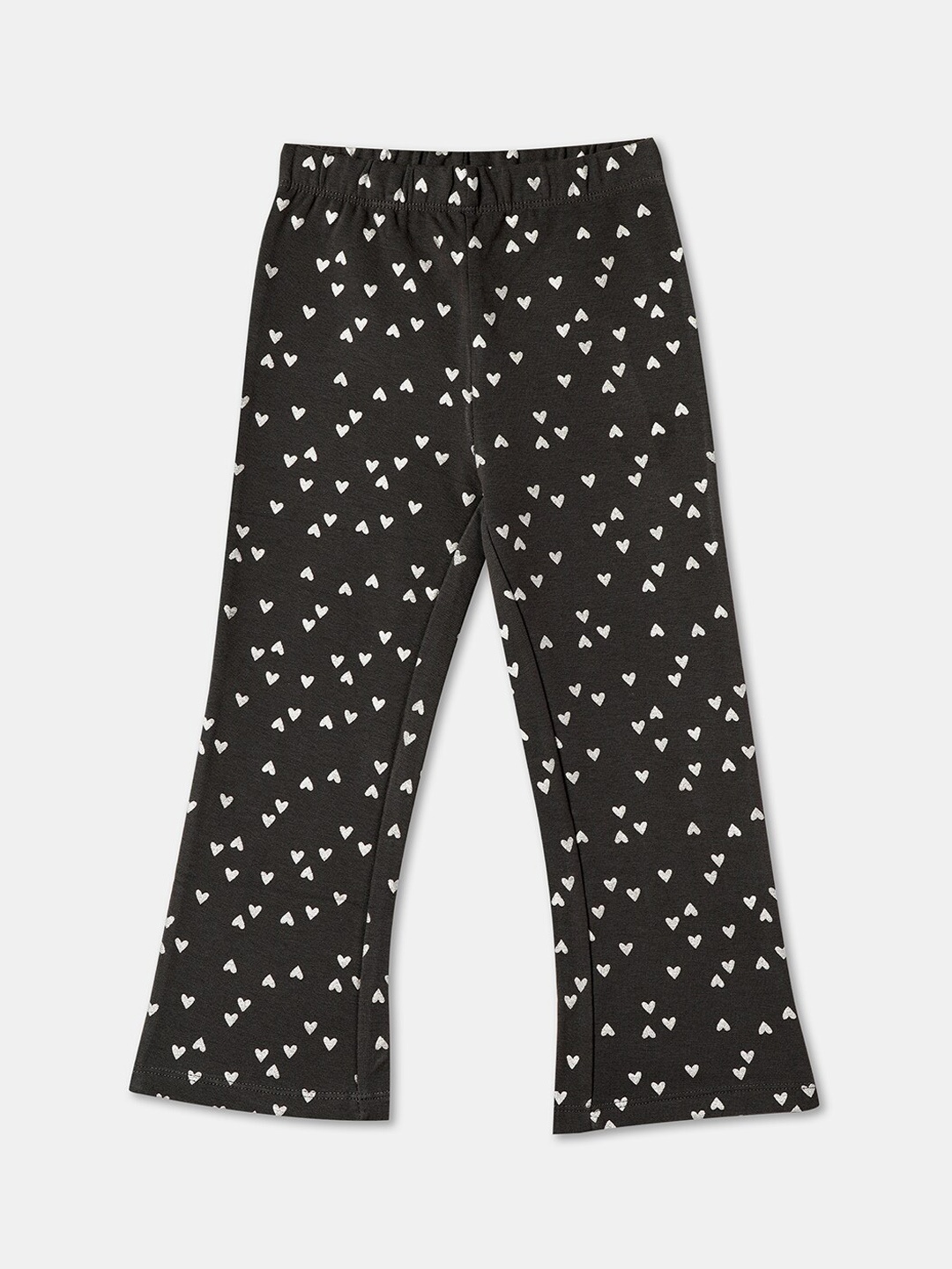 

R&B Girls Printed Cotton Ankle Length Leggings, Charcoal