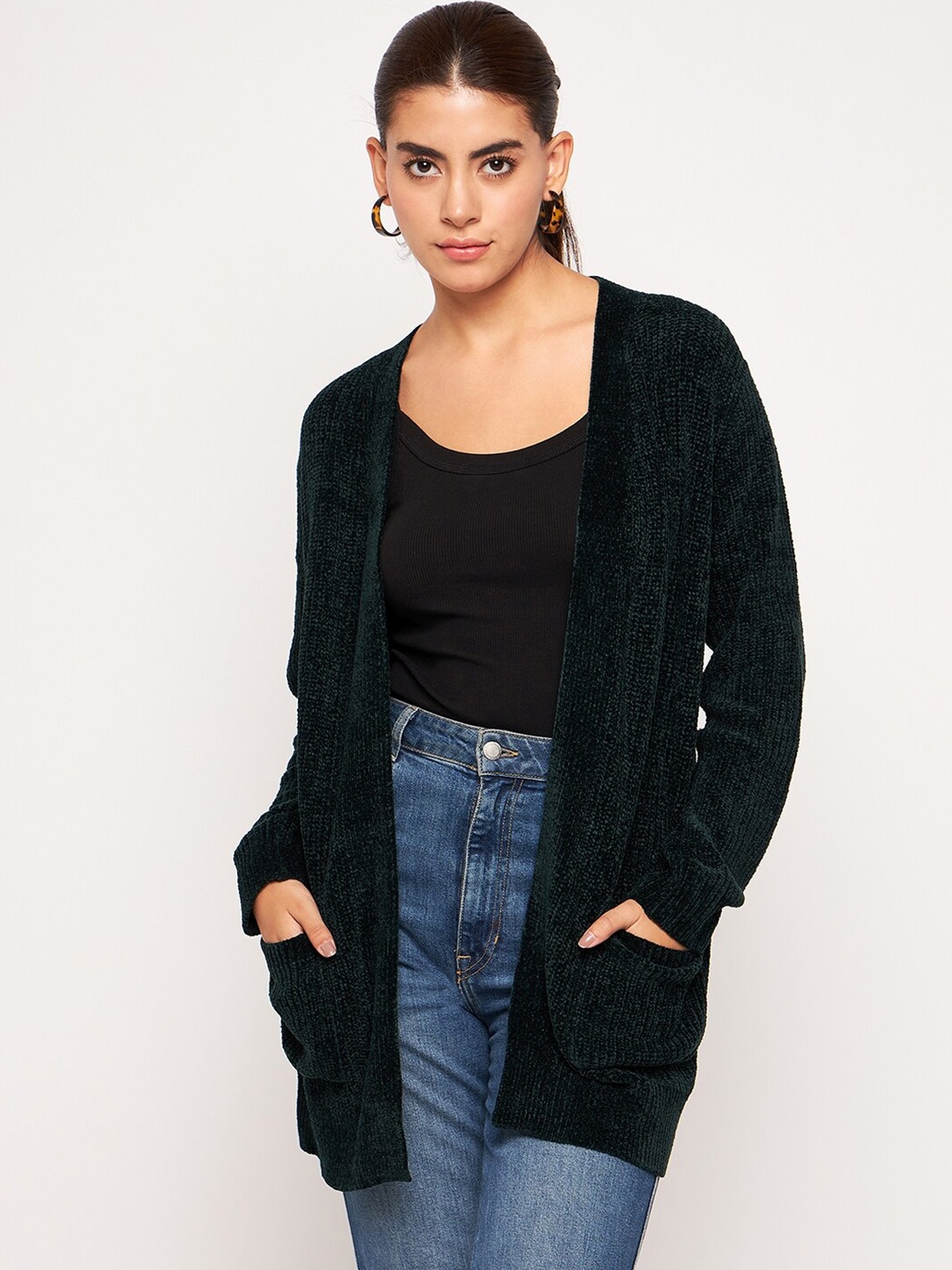 

Camey Wool Open Front Shrug, Green