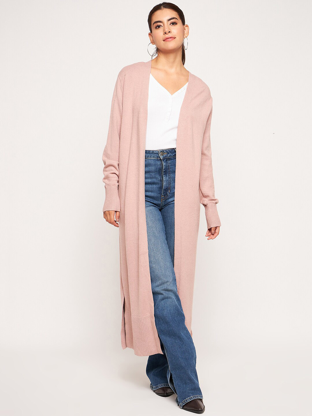 

Camey Wool Open Front Shrug, Pink