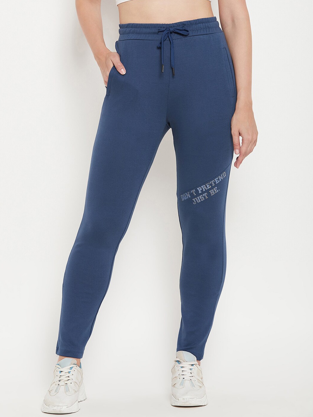 

MADAME M SECRET Women Regular Fit Pure Cotton Track Pants, Blue