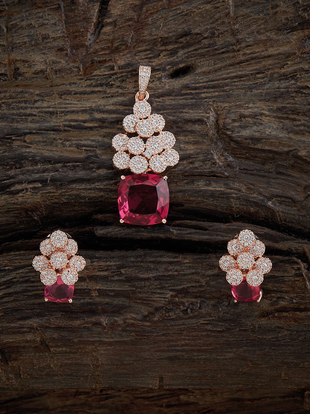 

Kushal's Fashion Jewellery Rose Gold-Plated Zircon-Studded Jewellery Set