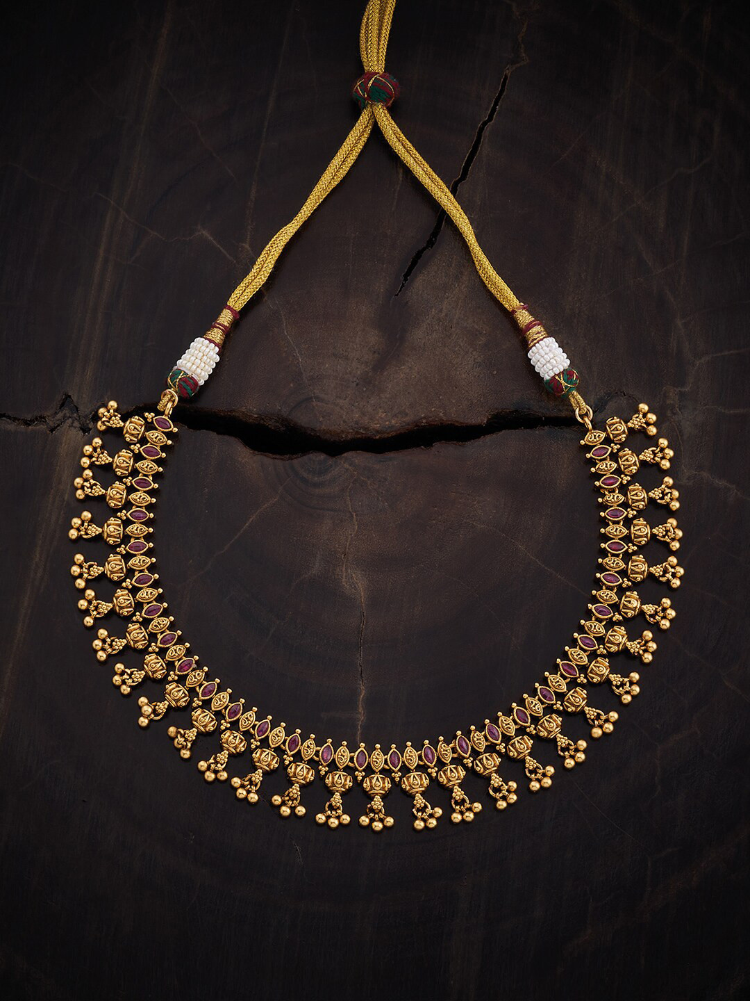 

Kushal's Fashion Jewellery Gold-Plated Stone-Studded Antique Necklace