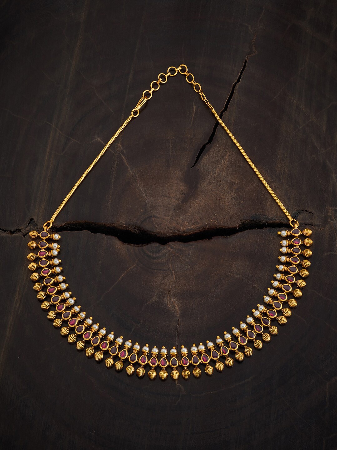 

Kushal's Fashion Jewellery Gold-Plated Stone-Studded Ethnic Antique Necklace