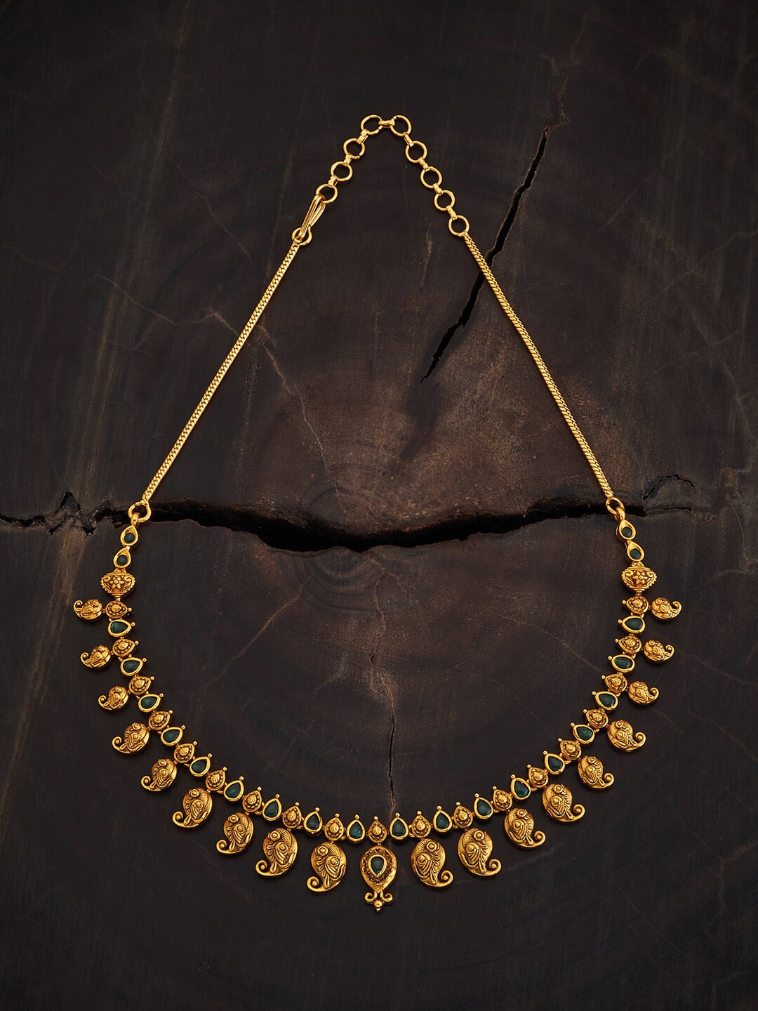 

Kushal's Fashion Jewellery Gold-Plated Stone-Studded Antique Necklace