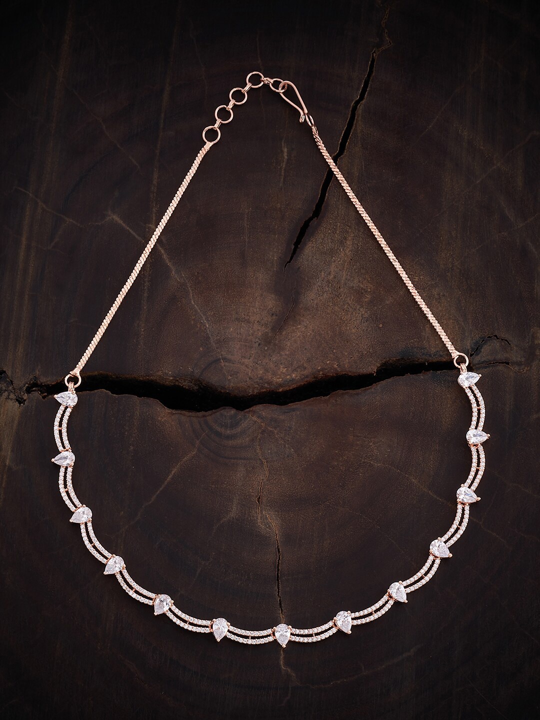 

Kushal's Fashion Jewellery Rose Gold-Plated Zircon-Studded Necklace