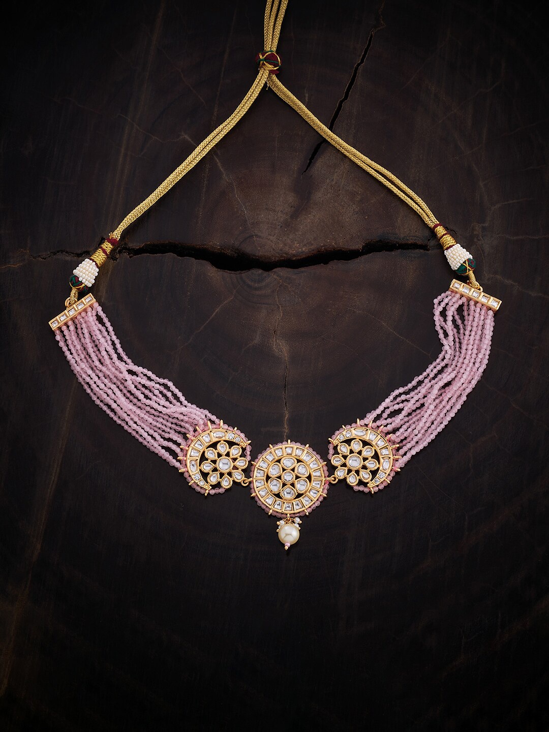 

Kushal's Fashion Jewellery Kundan-Studded & Beaded Ethnic Necklace, Pink