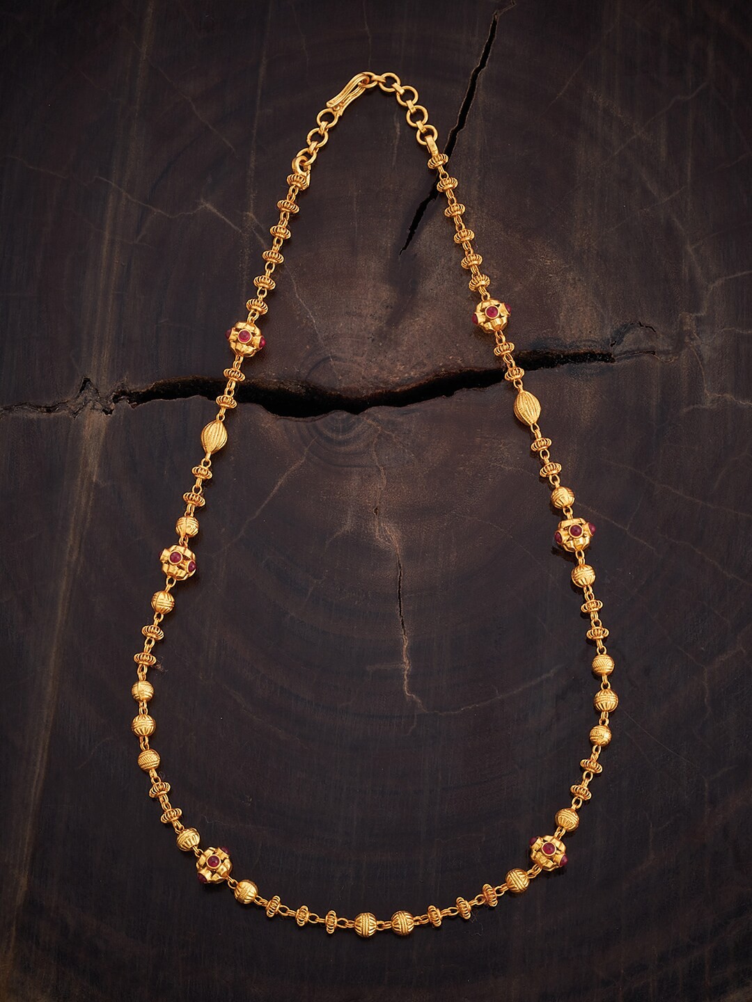 

Kushal's Fashion Jewellery Gold-Plated Stone-Studded Ethnic 92.5 Pure Silver Temple Chain