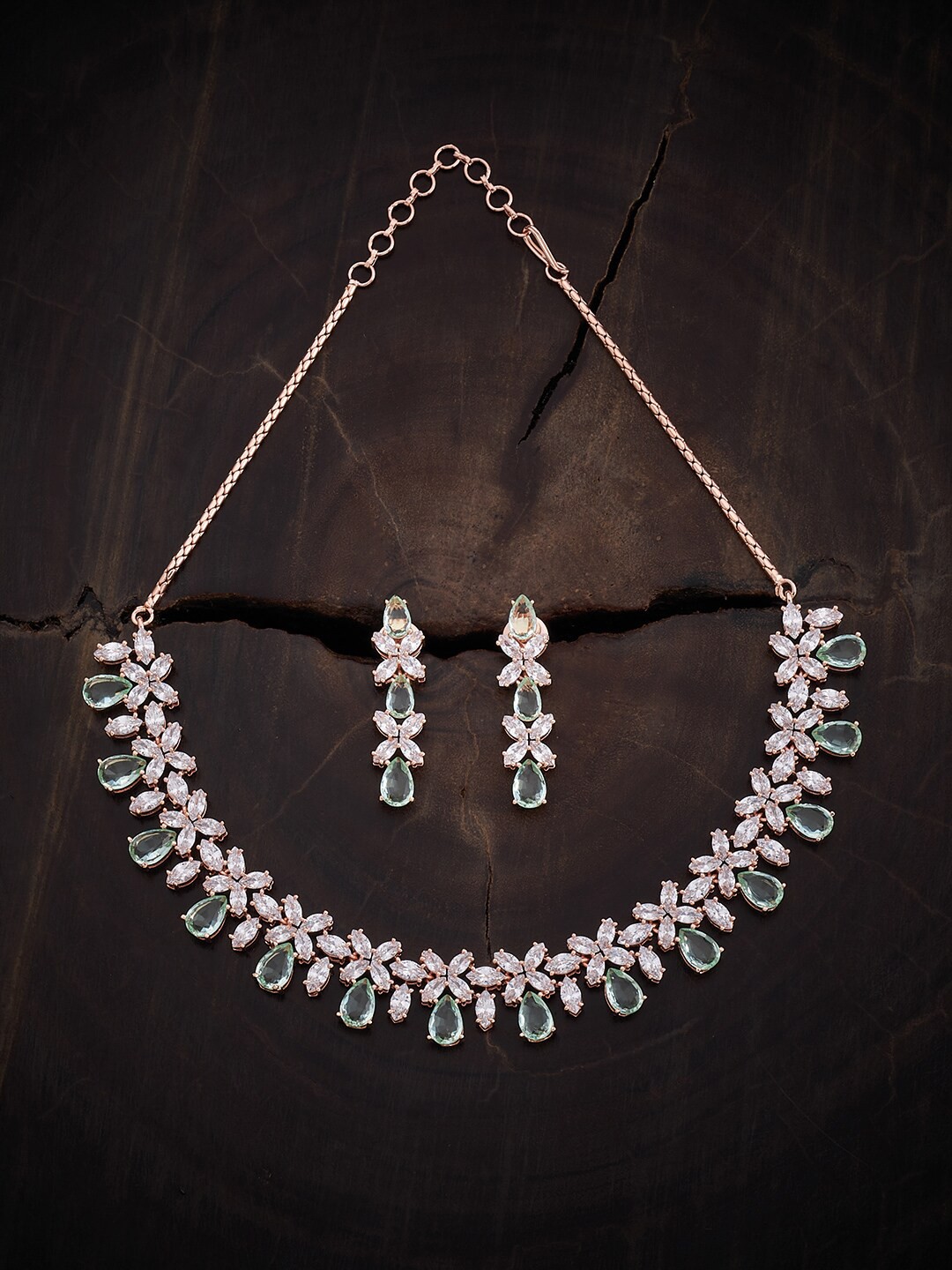 

Kushal's Fashion Jewellery Rose Gold-Plated Zircon-Studded Jewellery Set