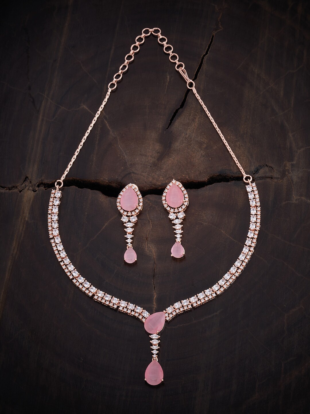 

Kushal's Fashion Jewellery Rose Gold-Plated Zircon-Studded Jewellery Set