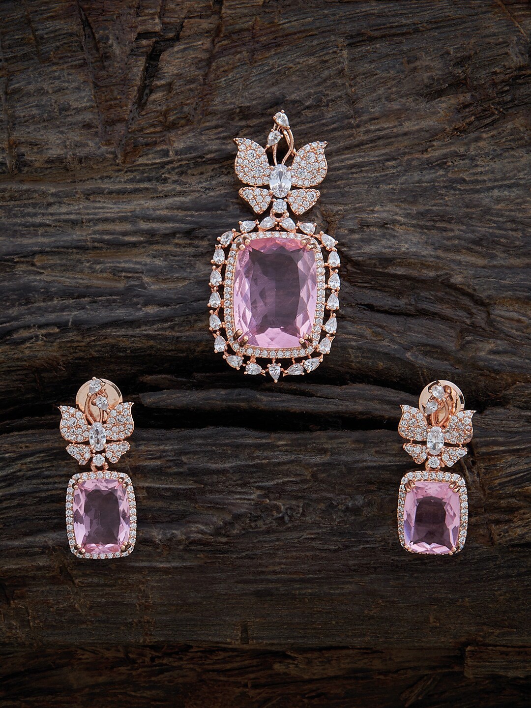 

Kushal's Fashion Jewellery Rose Gold-Plated Zircon Studded Jewellery Set