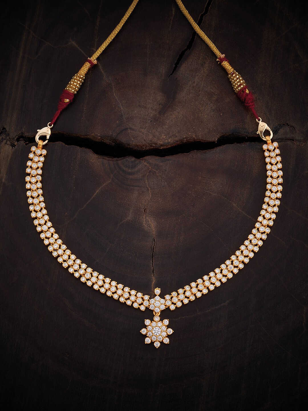 

Kushal's Fashion Jewellery 92.5 Pure Silver Gold-Plated Temple Necklace