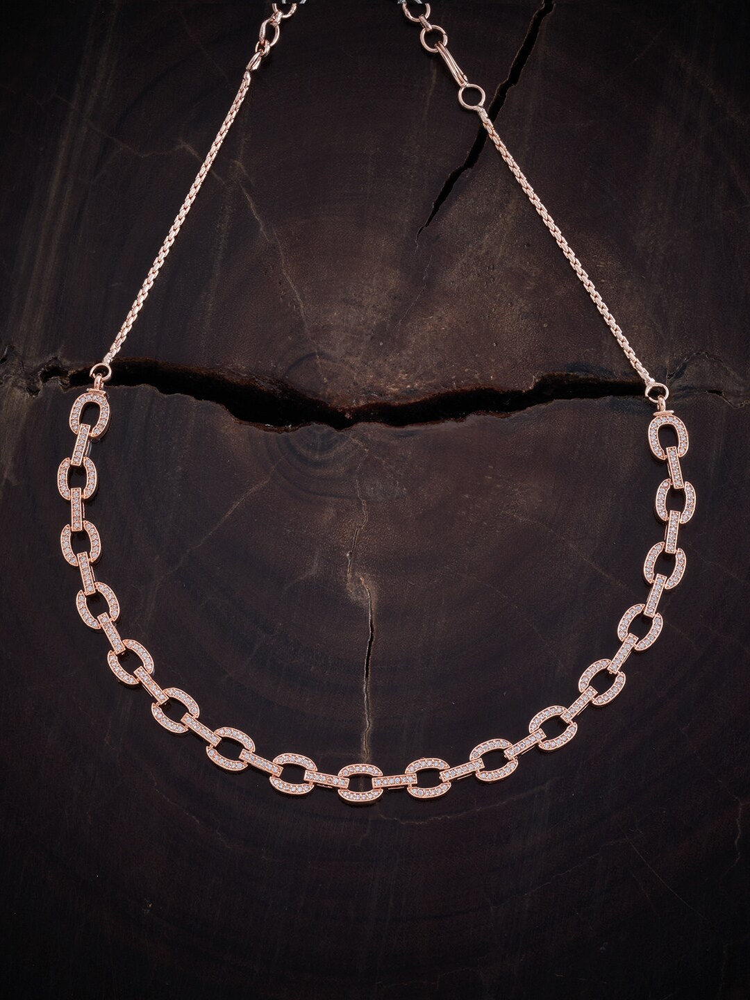 

Kushal's Fashion Jewellery Rose Gold-Plated Cubic Zirconia Studded Necklace