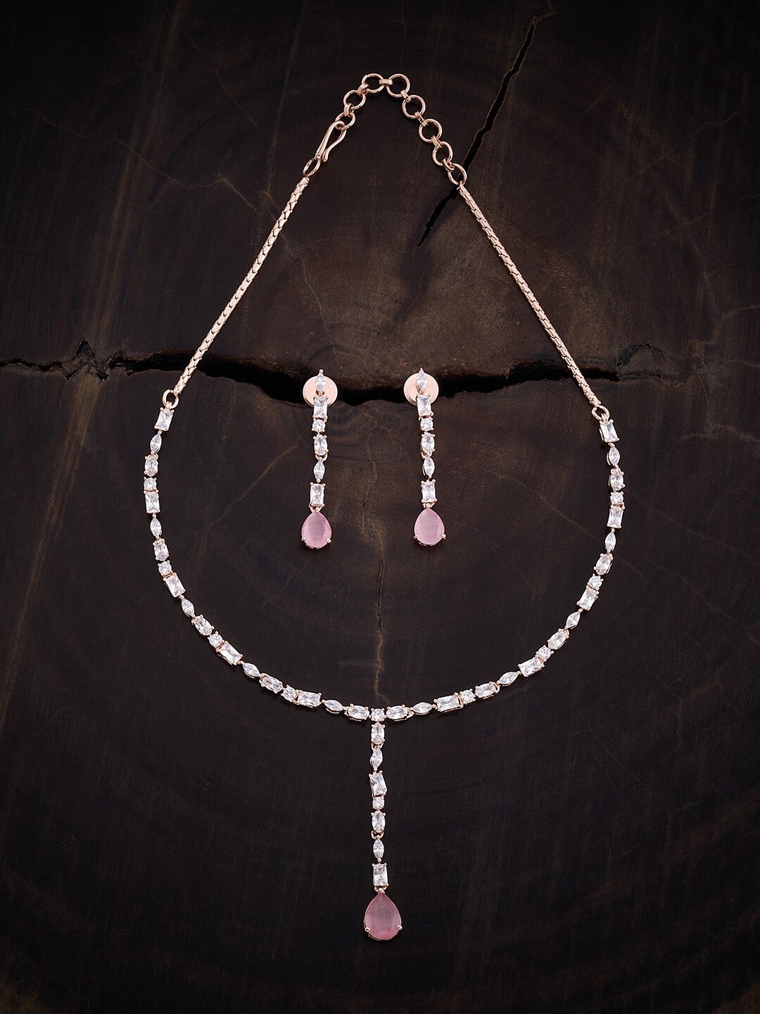 

Kushal's Fashion Jewellery Rose Gold-Plated Zircon-Studded Jewellery Set