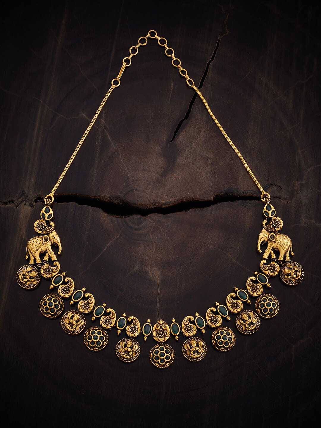 

Kushal's Fashion Jewellery Gold-Plated Stone-Studded Antique Necklace