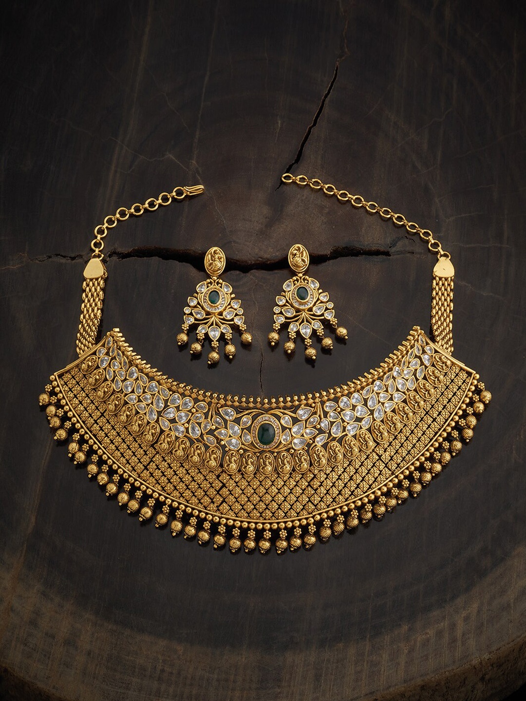 

Kushal's Fashion Jewellery Gold-Plated Antique Jewellery Set