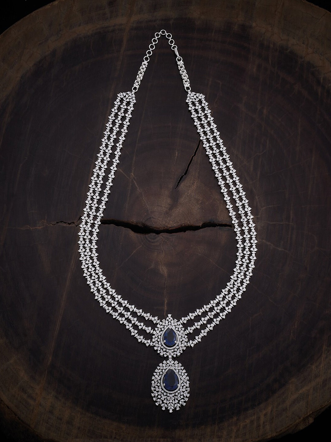 

Kushal's Fashion Jewellery Rhodium-Plated Zircon-Studded Necklace, Silver
