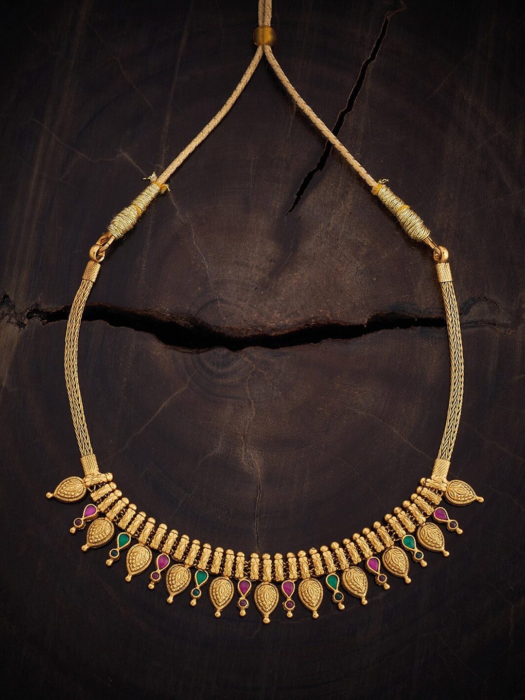 

Kushal's Fashion Jewellery Gold-Plated Stone-Studded Necklace