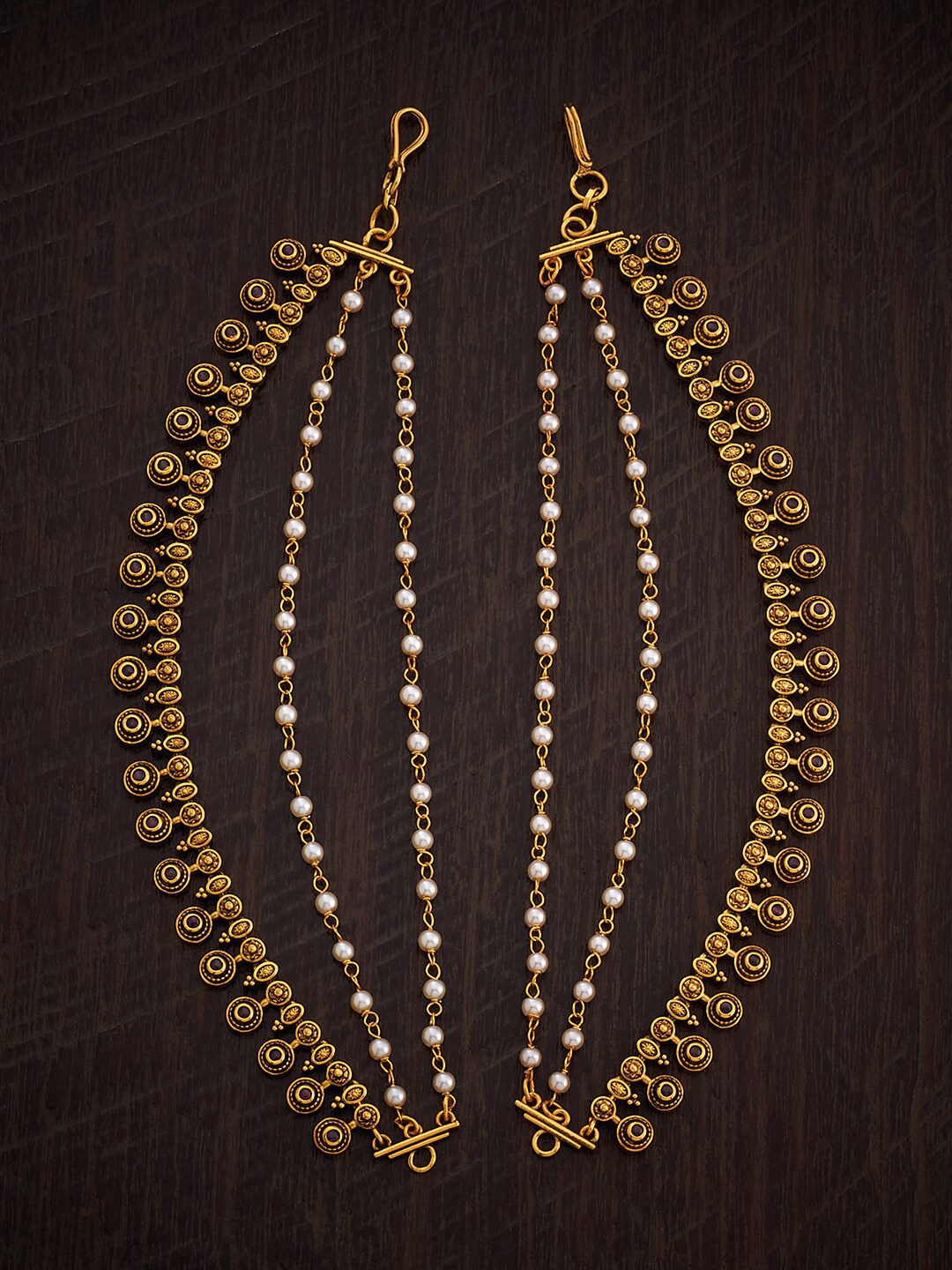 

Kushal's Fashion Jewellery Gold-Plated Stones & Beads-Studded Antique Matil
