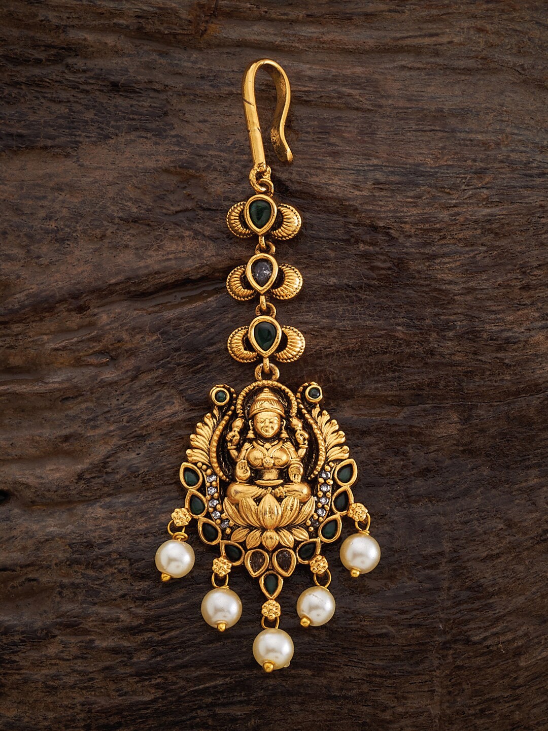 

Kushal's Fashion Jewellery Gold Plated faux pearls-beaded Maang Tikka