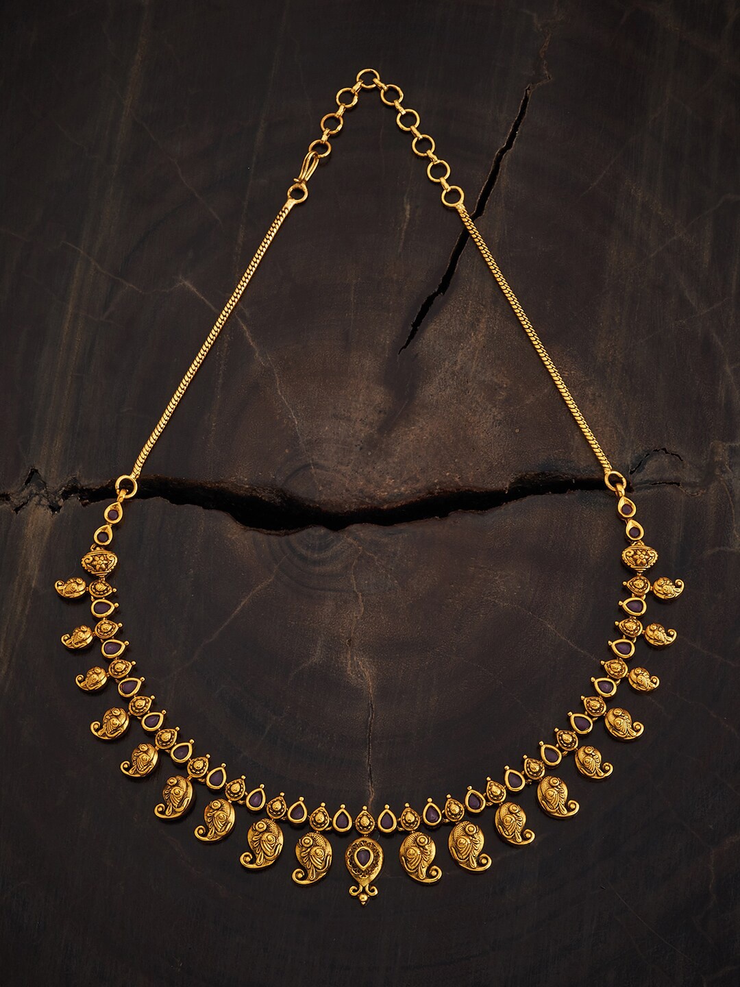 

Kushal's Fashion Jewellery Gold-Plated Stone Studded Antique Necklace