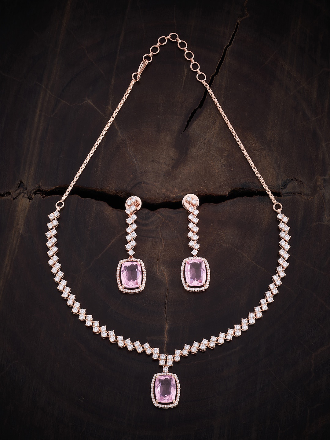 

Kushal's Fashion Jewellery Rose Gold-Plated CZ-Studded Jewellery Set