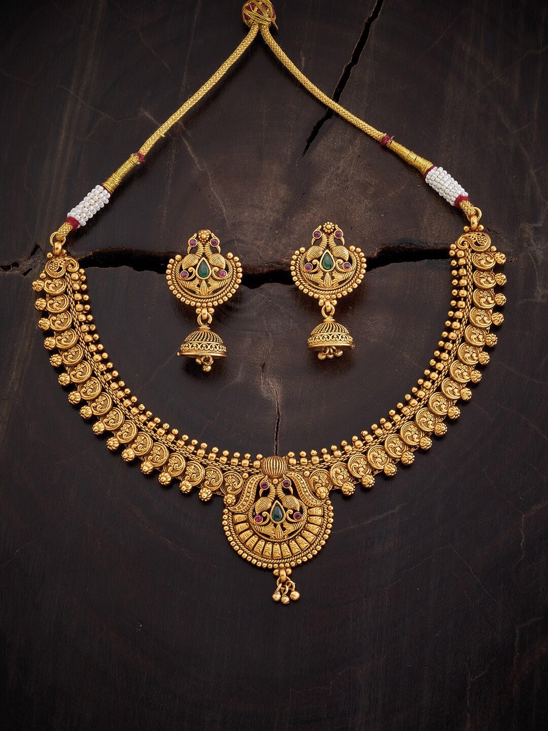 

Kushal's Fashion Jewellery Gold-Plated Antique Jewellery Set