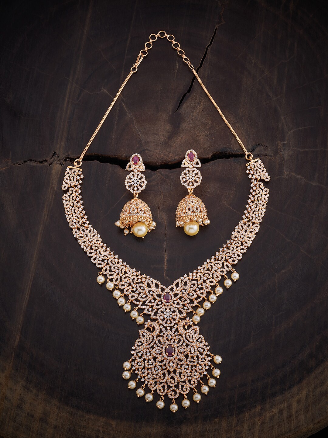 

Kushal's Fashion Jewellery Gold-Plated Zircon Studded Jewellery Set