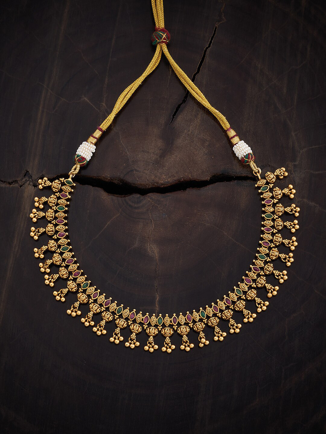 

Kushal's Fashion Jewellery Copper Gold-Plated Temple Necklace
