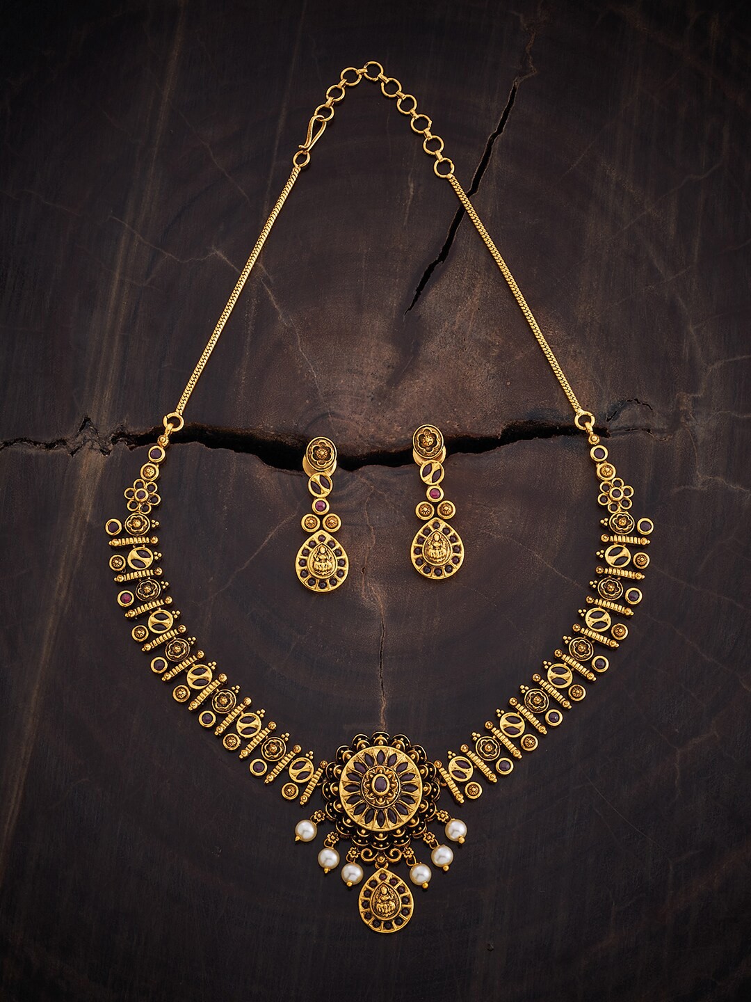 

Kushal's Fashion Jewellery Gold-Plated Antique Jewellery Set