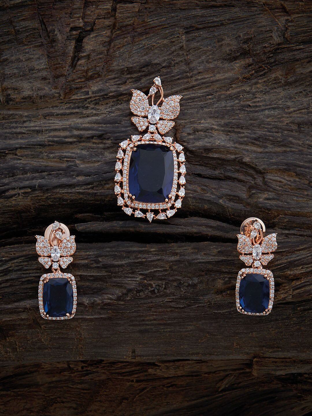 

Kushal's Fashion Jewellery Rose-Gold Plated Zircon Studded Jewellery Set
