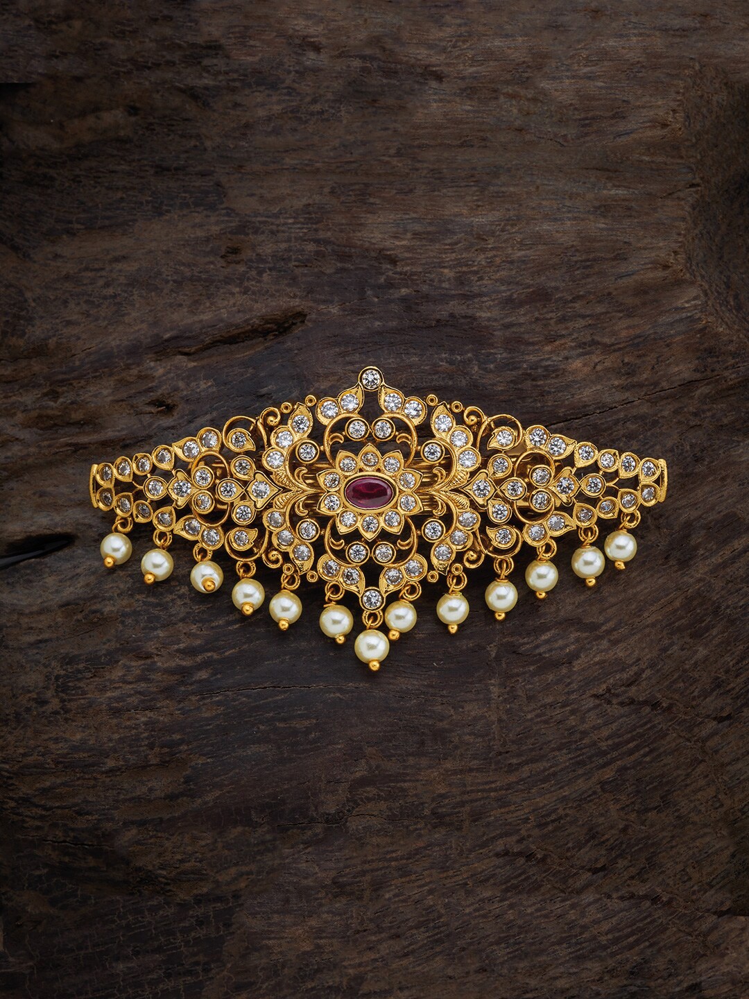 

Kushal's Fashion Jewellery Gold-Plated Embellished French Barrette